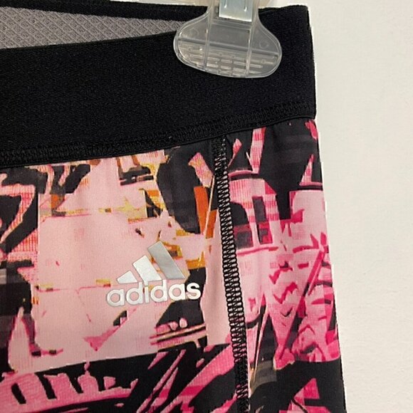ADIDAS TechFit Printed Capri Leggings Climalite Pink Black Geo Geometric Active - Picture 7 of 14